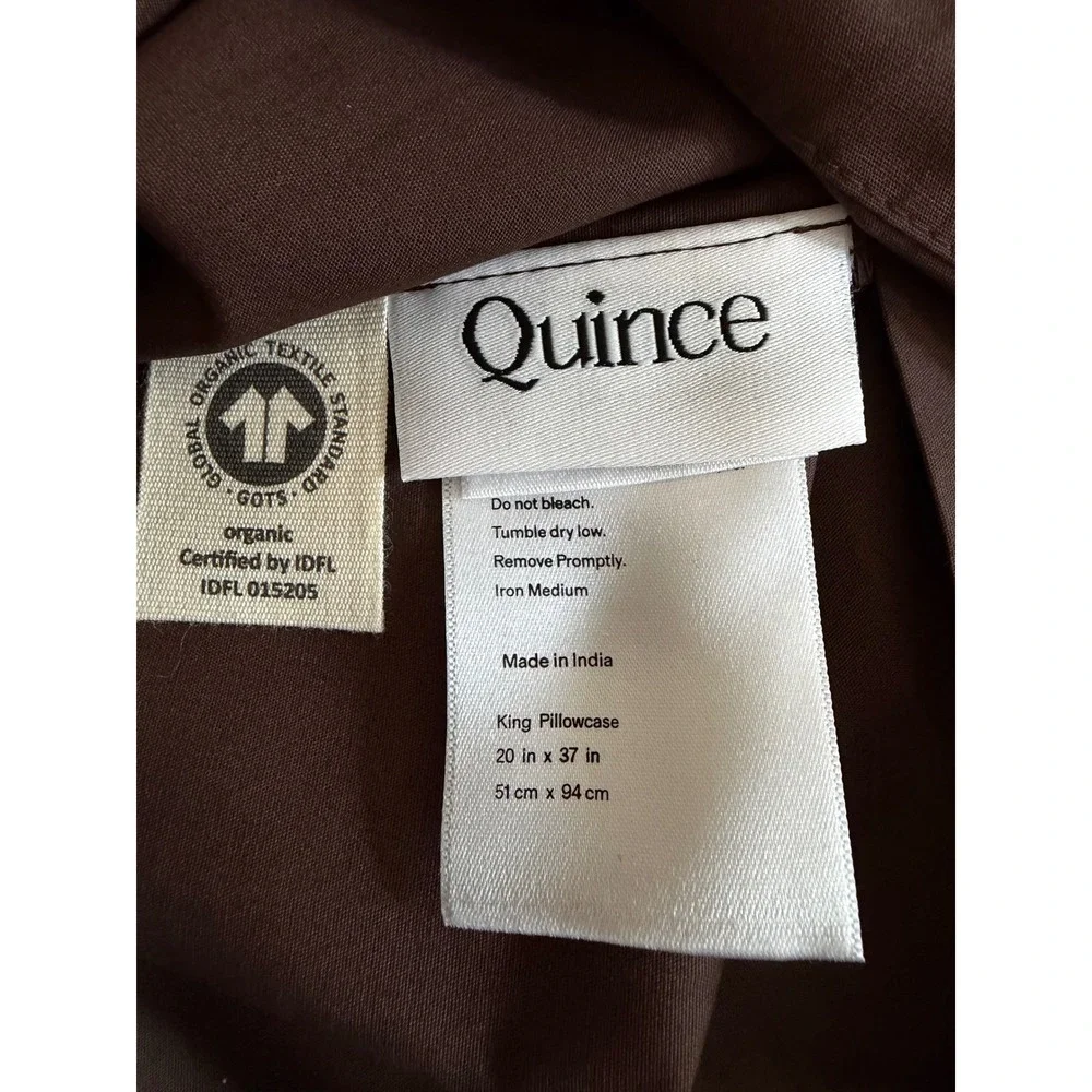 Quince Organic Cotton Crisp Percale King Pillowcase Set Espresso Brown Lux NEW